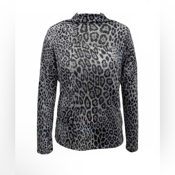 INC International Concepts Sweaters - INC Animal Print Shimmer Lightweight Sweater Gray Silver Womens Plus Size XL
